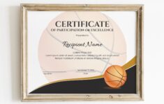 Editable Basketball Certificate Template Sports Certificate Etsy de