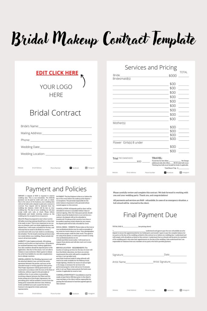 Printable Makeup Contract Template Free Printable 