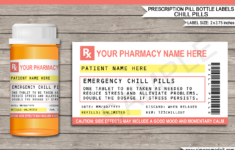 Prescription Chill Pill Labels Template Emergency Chill Pills Gag Gift