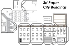 Printable 3d Paper City Buildings Template Paper City Paper City Printable Free Paper Models