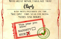 Santa nice List Free Printable Certificate